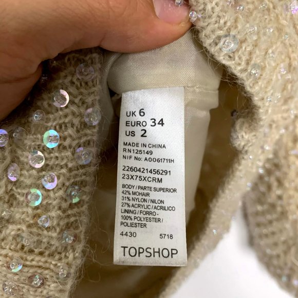 Topshop Mesh Crochet Rhinestone Cardigan 2 #4625 - Picture 7 of 7